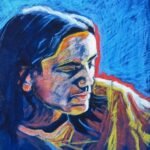Portret według Bartosza, suchy pastel na welurowym papierze, 31x24 cm, 2022
