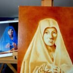 Work in progress_według Antonello da Messina Annunciata, Olej na desce, 40x30 cm, 2022